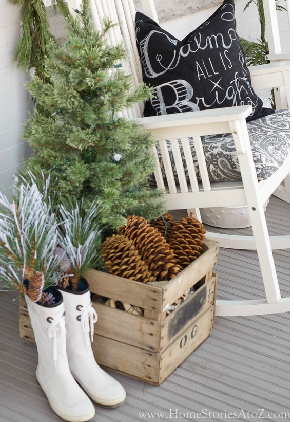 Rustic Winter Front Porch