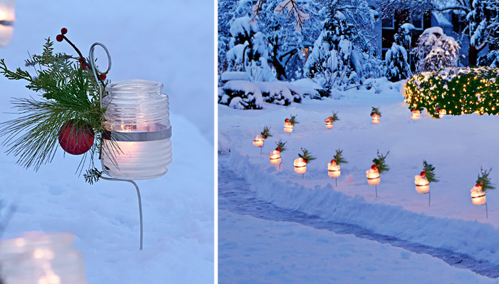Super-Simple Outdoor Jar Lights add a festive and functional holiday look